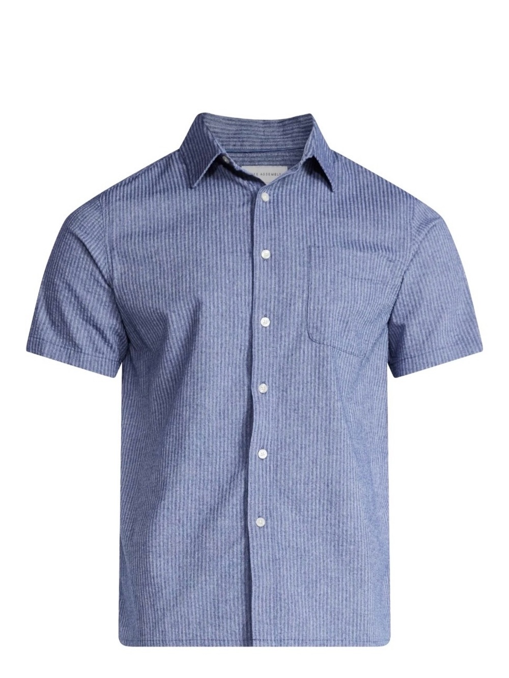 Free Assembly Men's Button Front Seersucker Shirt with Short Sleeves